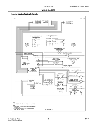 Wiring Diagram Diagram and Parts List for E36DF76TPSB  Frigidaire Range