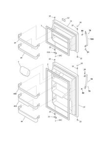 Doors Diagram and Parts List for FFTR2126LSA  Frigidaire Refrigerator