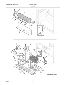 System Diagram and Parts List for FFFH20F3WW1  Frigidaire Freezer