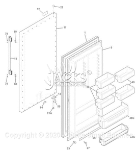 Door Diagram and Parts List for FGRU19F6QF  Frigidaire Refrigerator