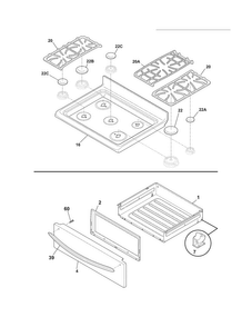 Top/drawer Diagram and Parts List for CGGF3032MFC  Frigidaire Range