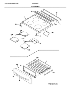 Top/Drawer Diagram and Parts List for CGIH3047VFB  Frigidaire Range