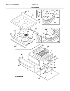 Top/drawer Diagram and Parts List for CEI30IF4LSC  Electrolux Range