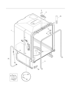 Tub Diagram and Parts List for FDB1100RHQ3A  Frigidaire Dishwasher