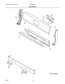 Backguard Diagram and Parts List for FCRG3051BSA  Frigidaire Range