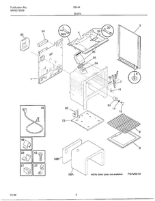 Body Diagram and Parts List for 283440B  Frigidaire Range