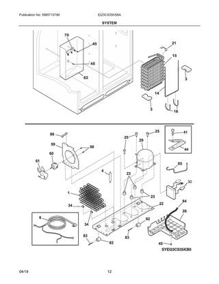 System Diagram and Parts List for EI23CS35KS6A  Frigidaire Refrigerator