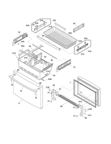 Freezer Drawer, Baskets Diagram and Parts List for FPHF2399PF3  Frigidaire Refrigerator