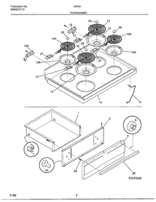 Top/drawer Diagram and Parts List for 484440C  Frigidaire Range