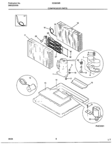 Compressor Parts Diagram and Parts List for 5338009B  Frigidaire Air Conditioner