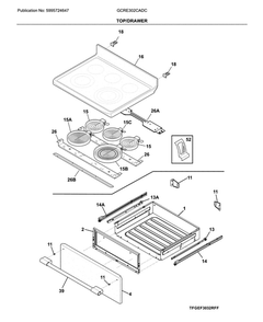 Top/Drawer Diagram and Parts List for GCRE302CADC  Frigidaire Range