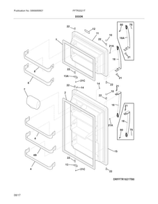 Doors Diagram and Parts List for FFTR2021TS0  Frigidaire Refrigerator