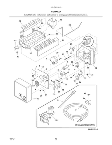 Ice Maker Diagram and Parts List for 25373211015  Kenmore Refrigerator