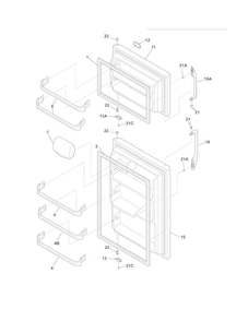 Door Diagram and Parts List for FFHT1816LK6  Frigidaire Refrigerator