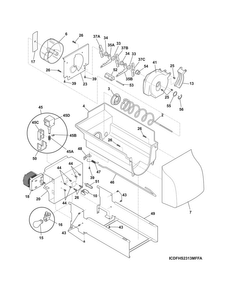 Ice Container Diagram and Parts List for DFHS2313MFHA  Frigidaire Refrigerator