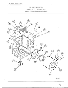 Cabinet/drum/heater Diagram and Parts List for 7348-80C  Frigidaire Dryer