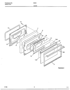 Door Diagram and Parts List for 486647E  Frigidaire Range