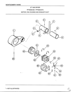 Motor/fan Housing And Exhaust Duct Diagram and Parts List for 8308A  Frigidaire Dryer