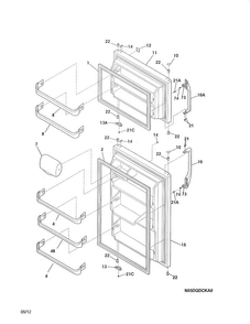 Door Diagram and Parts List for 25368809017  Kenmore Refrigerator