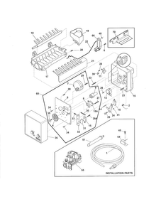 Freezer Ice Maker Diagram and Parts List for EW28BS85KS3  Electrolux Refrigerator