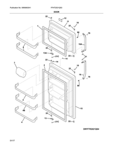 Door Diagram and Parts List for FFHT2021QS3  Frigidaire Refrigerator