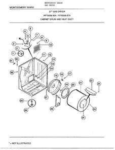 27` Cabinet Drum/heat Duct Diagram and Parts List for 8338A  Frigidaire Dryer