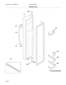 Freezer Door Diagram and Parts List for FGHS2355PF6B  Frigidaire Refrigerator