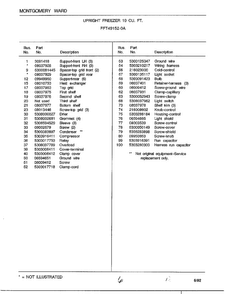 Upright Freezer 19 Cu. Ft. Page 6 Diagram and Parts List for 49152-0A  Frigidaire Freezer