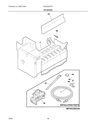 Ice Maker Diagram and Parts List for FGSS2335TF3  Frigidaire Refrigerator