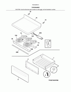 Top/drawer Diagram and Parts List for 79094209313  Kenmore Range