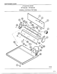 Console, Controls, Top Panel Diagram and Parts List for 7338B  Frigidaire Dryer