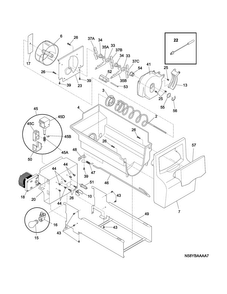 Ice Container Diagram and Parts List for FFSS2614QE2A  Frigidaire Refrigerator