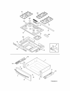 Top/drawer Diagram and Parts List for 79032603313  Kenmore Range