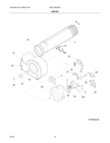 Motor Diagram and Parts List for ADE775NZHS1  Frigidaire Dryer