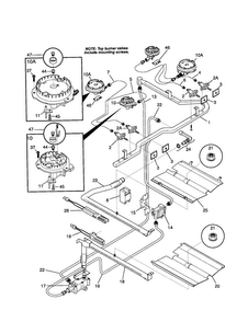 Burner Diagram and Parts List for FGF379WECP  Frigidaire Range