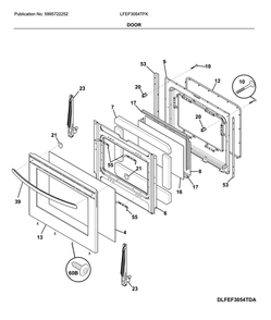 Door Diagram and Parts List for LFEF3054TFK  Frigidaire Range