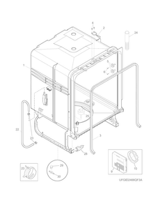 Tub Diagram and Parts List for FGID2466QB3A  Frigidaire Dishwasher