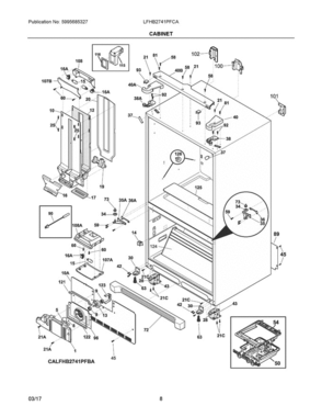 04 - Cabinet Diagram and Parts List for LFHB2741PFCA  Frigidaire Refrigerator