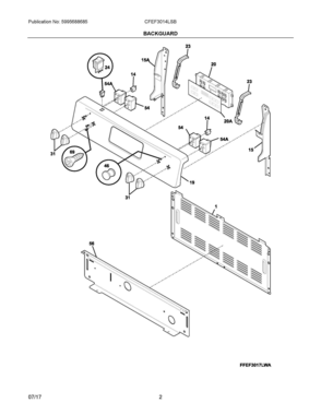 02 - BACKGUARD Diagram and Parts List for CFEF3014LSB  Frigidaire Range