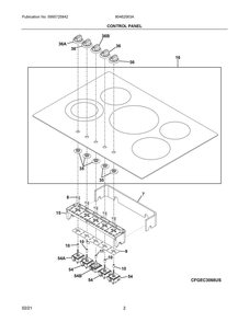 Control Panel Diagram and Parts List for 90462063A  Frigidaire Range