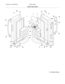 Fresh Food Door Diagram and Parts List for FDBN2750SS3  Frigidaire Refrigerator