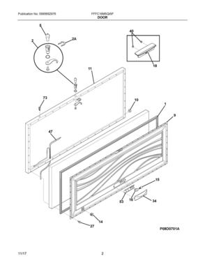 02 - DOOR Diagram and Parts List for FFFC16M5QWF  Frigidaire Freezer