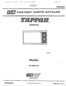 Front Page Diagram and Parts List for 56-1030  Frigidaire Microwave