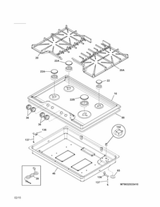 Main Top Diagram and Parts List for 79032532410  Kenmore Cooktop