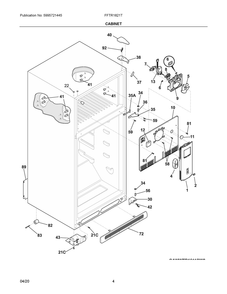 Cabinet Diagram and Parts List for FFTR1821TD8  Frigidaire Refrigerator