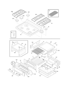 Top/drawer Diagram and Parts List for EW30GF65GSM  Electrolux Range