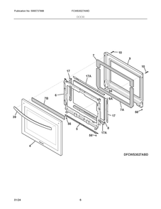 Door Diagram and Parts List for FCWS3027AWD  Frigidaire Wall Oven