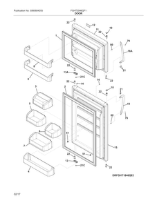 Door Diagram and Parts List for FGHT2046QF1  Frigidaire Refrigerator