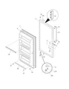 Door Diagram and Parts List for FFU14F5HWQ  Frigidaire Freezer