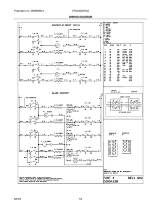 Wiring Diagram Diagram and Parts List for FFED3025PSG  Frigidaire Range